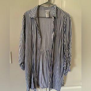 Tommy Bahaha chambray striped boyfriend shirt